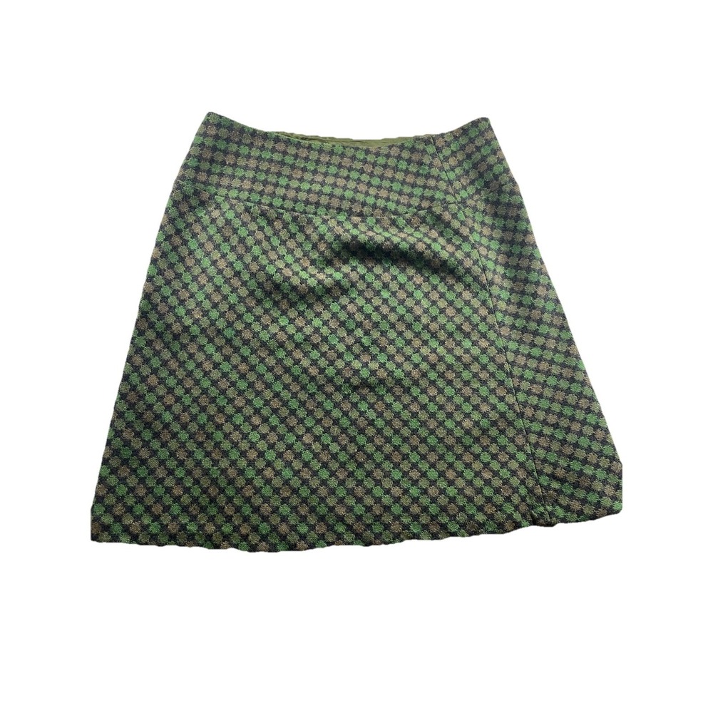 Ann Taylor Womens Green Wool Mini Skirt Retro Size 4 70s Style